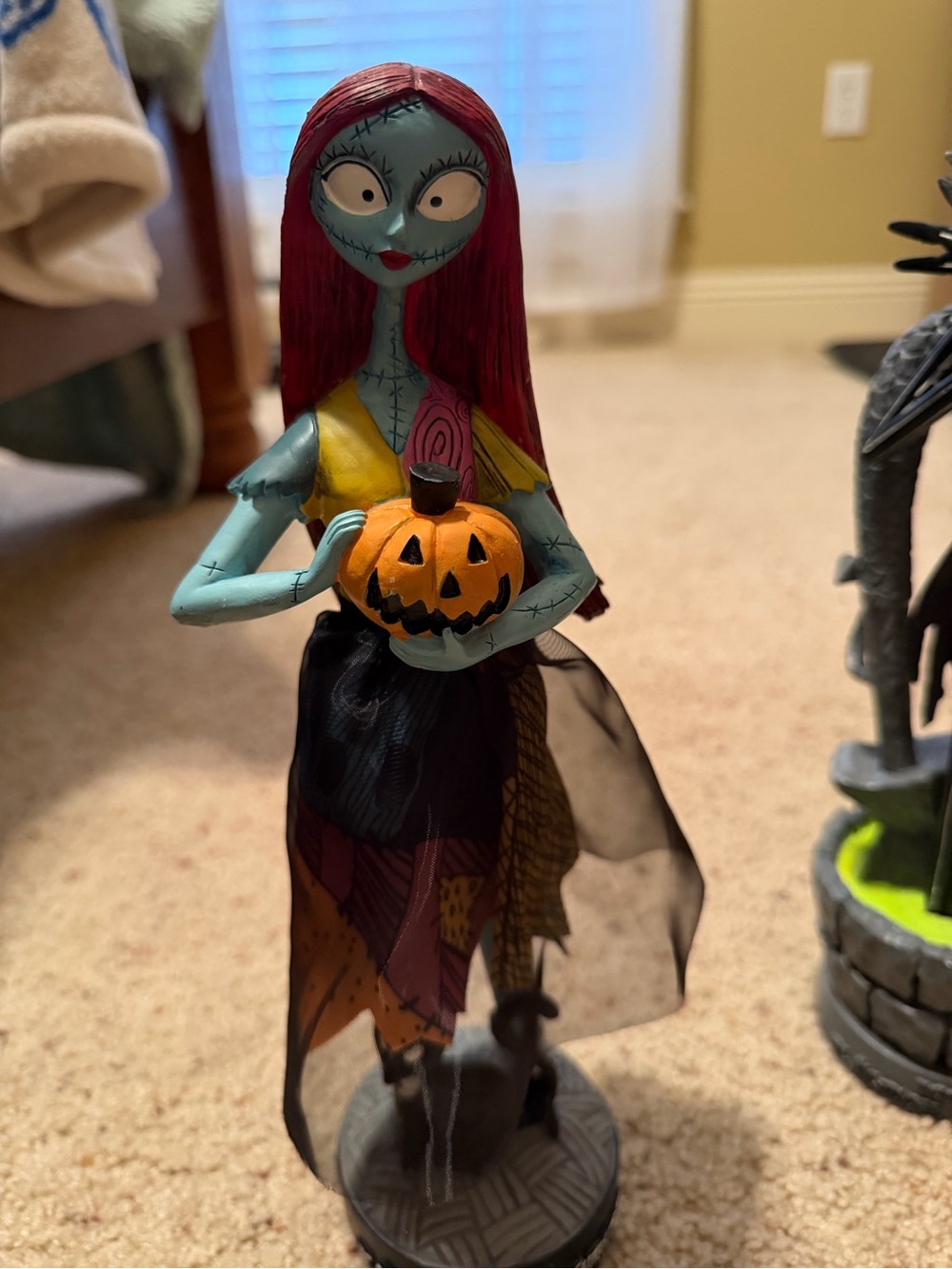 Sally Halloween Figurine — Blue & Red Haunted Pumpkin Decor